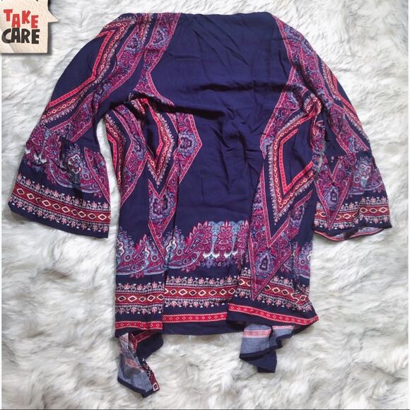 Xhilaration blue bohemian boho kimono cardigan - Picture 4 of 7